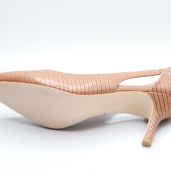 Lnsshee Women's Closed Point Toe Pumps Slip on Low Kitten Heels Textured Cut Out - Picture 3 of 4